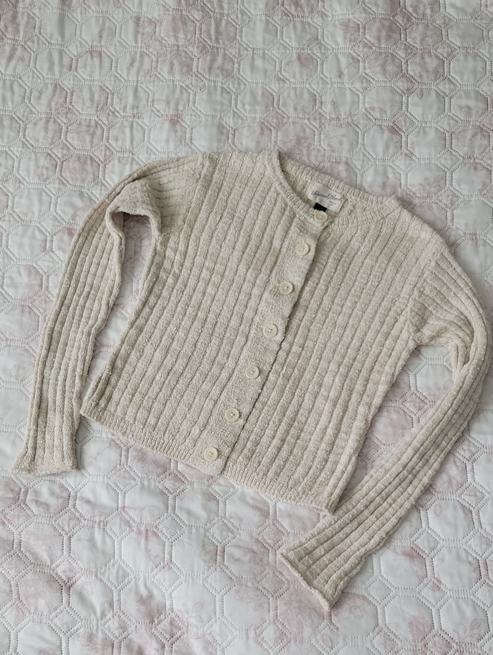 Universal Thread Cream Ribbed Button-Front Cardigan - Picture 4 of 11
